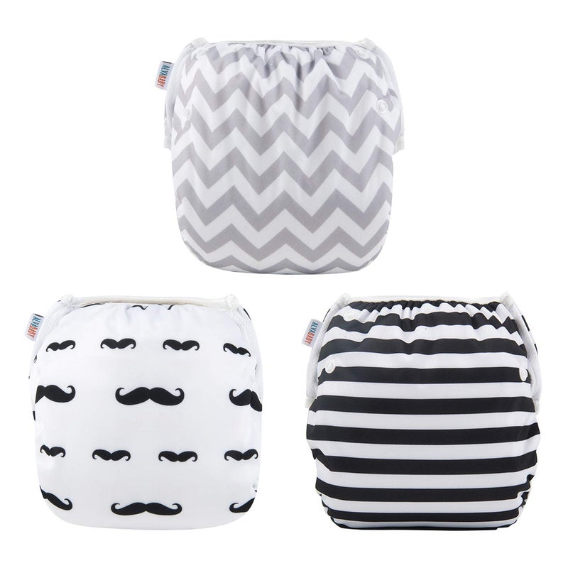 Alva Baby Swim Diapers 3pcs Reuseable Washable & Adjustable for Swimming Lesson & 0-2 Years Baby Boy Girl 3SWY01 - Image 1